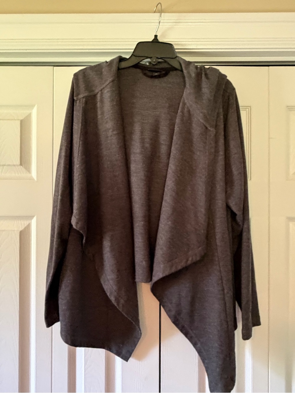 torrid Open-Front Hooded Draped Cardigan - Charcoal Gray 2